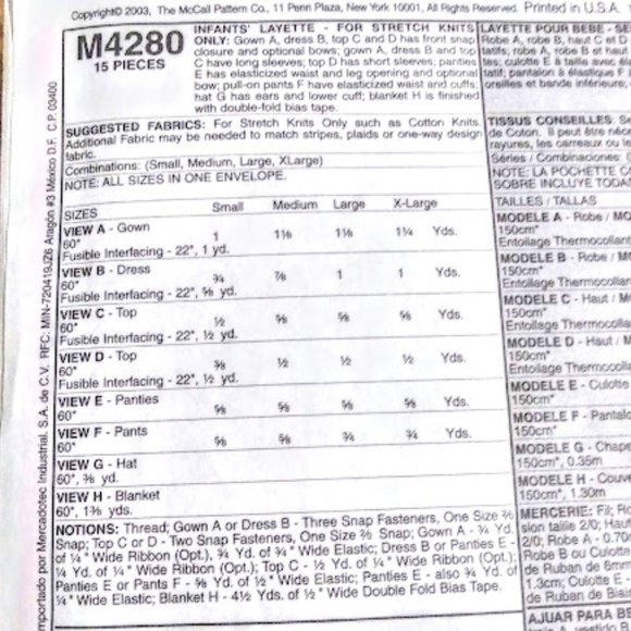 *McCALLS#M4280 & SIMPLICITY#4225*INFANT LAYETTE*SET OF 2 PATTERNS*PRICE IS FIRM - Picture 4 of 7